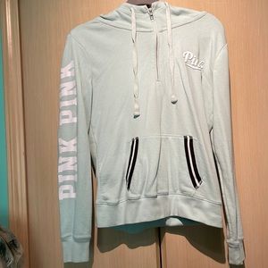PINK light blue quarter zip hoodie